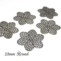 10 x Flowers 28mm Brass Stamping Bronze/Silver