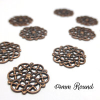 10 x Round 14mm Brass Stamping Copper/Silver/Gold