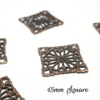 10 x Square 15mm Brass Stamping Copper/Gold