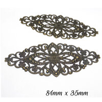 2 x Large Centrepiece 81mm x 35mm Brass Stamping Bronze