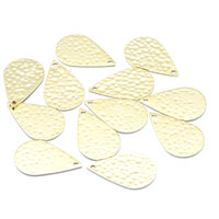 18K Gold TearDrop Charms Plated Hammered Pendants 22mm TearDrop Charms Brass Base