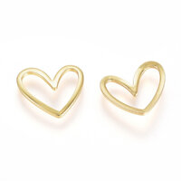 18k Gold Heart Links or Open Pendants  13mm