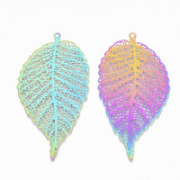 2 x Lace Leaf - Carnival Filigree Earring Pendants - 63mm