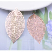 Rose Gold - 49mm Unique Leaf - Filigree Earring Charms