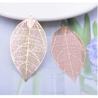 2 x Rose Gold - 49mm Unique Leaf - Filigree Earring Charms