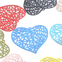 2 x 42mm Crazy Hearts - Filigree Earring Charms