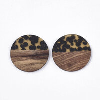 2 x 50mm Round - Half & Half Resin & Wood - Black Cocktail