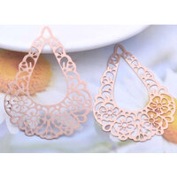 2 x 38mm Rose Gold - Happy Garden  Delicate Filigree Earring Charms