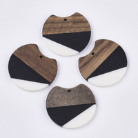 2 x 37mm Eclipse - Half & Half Resin & Wood Pendants