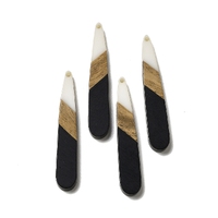 2 x 44mm Paddles - Half & Half Resin & Wood - Black & White