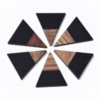 2 x 33mm Triangle - Half & Half Resin & Wood Pendants
