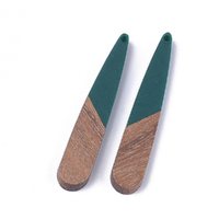 2 x 44mm Paddles - Half & Half Resin & Wood - Deep Green
