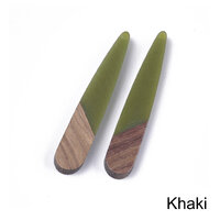 2 x 44mm Paddles - Half & Half Resin & Wood - Khaki