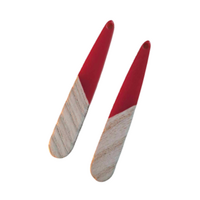 2 x 44mm Paddles - Half & Half Resin & Wood - Red