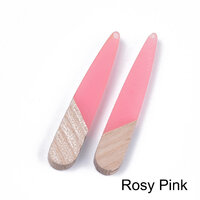 2 x 44mm Paddles - Half & Half Resin & Wood - Rosy Pink