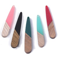 2 x 44mm Paddles - Half & Half Resin & Wood Pendants 