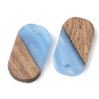20mm Rounded Rectangle - Half & Half Resin & Wood Pendants 