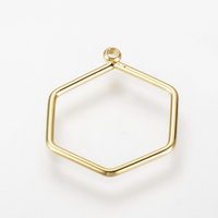 18K Gold Plated Hexagon Drop Pendant 17mm