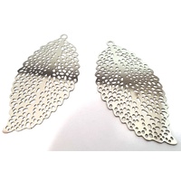 2 x Stainless Steel Charms  - Non Tarnishor Pendants Ornate Leaf