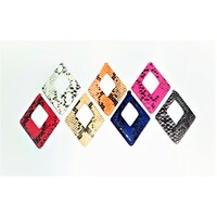 50mm - Leather Look Rhombus Pendants - Python