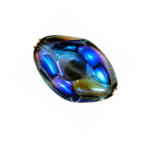 Crystal Glass Twist Oval Beads,Teal Rainbow, 21mm x 13mm (10 Pieces)