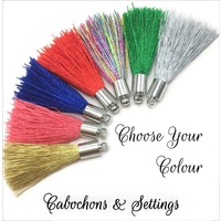 10 Pack of 4cm Silk Tassels with Silver Caps - Choose Your Colour