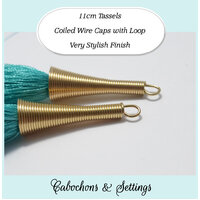 2 x 11cm Tassels with Coiled Wire Caps - Choose Your Colour
