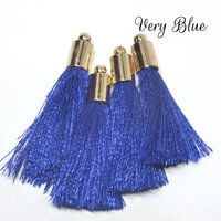 10 Pack of 4cm Silk Tassels with Gold Caps - Choose Your Colour