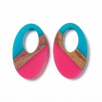 2 x 35mm Ovals - Half & Half Resin & Wood - Dancing Queen