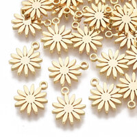 10 Small Flower Charms 10mm x 8mm - 18K Gold Plated - Brass Base Metal Charms