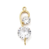 18k Gold Cubic Zircona Pendant . Connector -24mm - Brass Base
