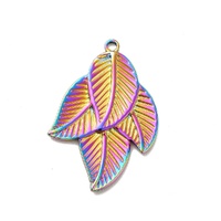 Stainless Steel Leaf Pendants - Multichrome