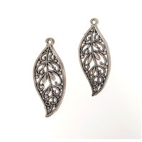 45mm Decoravtive Leaf Silver Charms