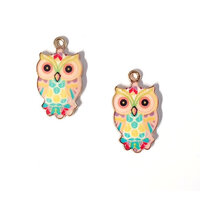 2 x 20mm Owl Charms enamal
