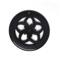1 x Black Flower Pendants 50mm Round Acrylic
