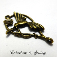 2 x Hummingbird Connector Pendant - Antique Bronze