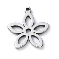 10 x 15mm Daisy - Flower Charms - Stainless Steel - Non Tarnish