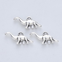 10 x 14mm Silver Dinosaur Charms Reversible