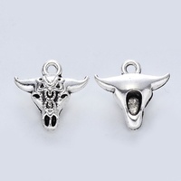 10 x 16mm Silver Bull Skull Charms