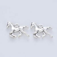 1 x 18mm Silver Running Horse Charms Reversible