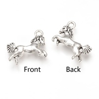 1 x 19mm Silver Rearing Horse Charms Reversible