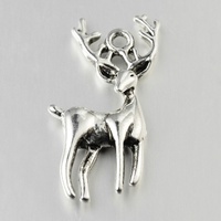 1 x 27mm Silver Stag Deer Charms Reversible