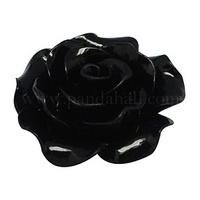 18mm Opaque Black Resin Roses