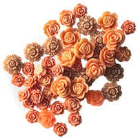 50 x  Peach Colour Mix of Flowers, Sizes -  Cabochons