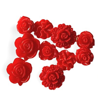 10 x Red Colour of Flowers - Mix Sizes - Cabochons