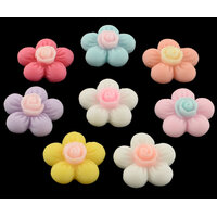 10 x 20mm Matte Pastel Flowers Cabochons (5 pairs)