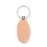 Large 90mm Oval Wood Keychain with Platinum Plated Steel Split Key 32mm Ring