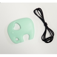 80mm x 62mm Elephant Silcone Bead with Lanyard - Mint