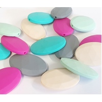 40mm x 25mm Oval Silcone Beads - Various Colours!