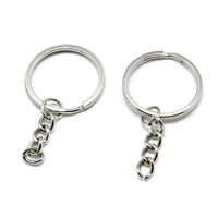 25mm Split Rings with Chain - Key Rings - Platinum Tone